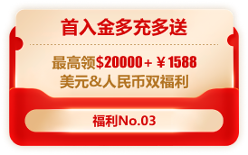 首入金多充多送,最高领$20000+￥1588美元&人民币双福利